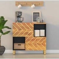 vidaXL Solid Mango Wood Side Cabinet with Iron Legs - Brown and Black - 80x33.5x75 cm - Ample Storage Room - Ideal for Living Room or Bedroom