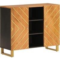 vidaXL Side Cabinet Brown and Black 90x33.5x75 cm Solid Wood Mango