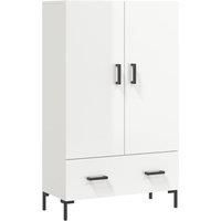vidaXL Highboard in Glossy White with Metal Legs, Practical Storage Unit for Living Room, Bedroom - Engineered Wood Structure