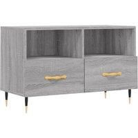 vidaXL Grey Sonoma TV Cabinet, Engineered Wood Construction, Storage compartments and Drawers, Decor Displaying Capability, Iron Legs - Modern Look for Living Room and Bedroom