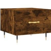 vidaXL Modern Smoked Oak Coffee Table with Drawer and Iron Legs - Engineered Wood Construction for Living Room Furniture