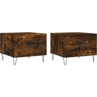 vidaXL Coffee Tables Engineered Wood- Smoked Oak Color, Square Design, Iron Legs for Living Room Decor, Modern Style, Assembly Required