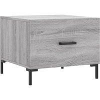vidaXL Modern Coffee Table with Drawer - Engineered Wood - Grey Sonoma - Square Design - Sturdy Iron Legs