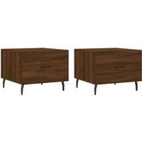vidaXL Coffee Tables Set in Brown Oak, Modern Style, Made of Durable Engineered Wood with Iron Legs, Ample Storage with Drawers, Ideal for Living Room