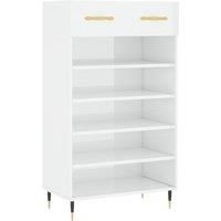 vidaXL Shoe Cabinet High Gloss White 60x35x105 cm Engineered Wood