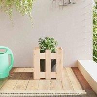 vidaXL Garden Planter - Solid Pinewood Construction with Fence Design, Versatile Plant Holder with Spacious 30x30x30 cm Size
