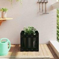 vidaXL Solid Pinewood Garden Planter with Fence Design - Spacious and Versatile Function for Plants and Flowers - Black, 40x40x40 cm