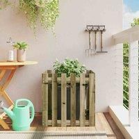 vidaXL - Square Garden Planter in Impregnated Pinewood, Spacious for Indoor and Outdoor Use, Rustic Fence Design, 60x60x60cm