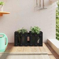Garden Raised Bed with Fence Design Outdoor Planter Solid Wood Pine vidaXL