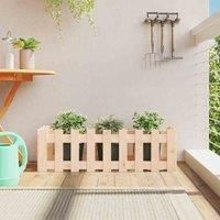 Garden Raised Bed with Fence Design Outdoor Planter Solid Wood Pine vidaXL