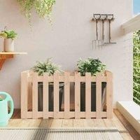 vidaXL Solid Wood Pine Garden Raised Bed with Fence Design - Versatile in Function, Suitable for Patios, Decks and Gardens, Brown, 100x50x50 cm