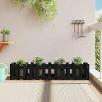 vidaXL Garden Raised Bed with Fence Design Flower Box Black Solid Wood Pine
