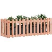 vidaXL Garden Raised Bed with Fence Design - Rectangular Shaped Solid Wood Douglas Outdoor Planter Box - Brown