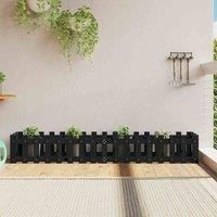 Garden Raised Bed with Fence Design Outdoor Planter Solid Wood Pine vidaXL