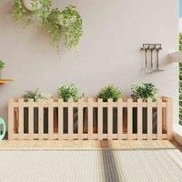 vidaXL Solid Pine Wood Garden Raised Bed with Fence Design - Spacious, Rustic Brown Wooden Planter Box for Outdoor Gardening