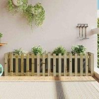 vidaXL Impregnated Pinewood Garden Raised Bed with Fence Design for Outdoor Greens and Blooms