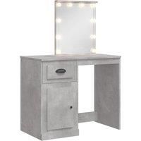 vidaXL Dressing Table Makeup Vanity Desk with LED Lights and Mirror, Concrete Grey, Engineered Wood and Glass, Bedroom Decor