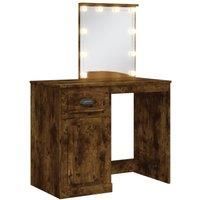 Vidaxl Dressing Table With Led Lights Smoked Oak 90X42X132 5 Cm