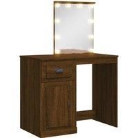 Vidaxl Dressing Table With Led Lights Brown Oak 90X42X132 5 Cm