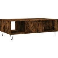 vidaXL Functional Coffee Table in Smoked Oak and Iron - Featuring Engineered Wood Construction with Ample Storage - Ideal For Living Room