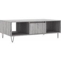 vidaXL Coffee Table – Grey Sonoma Engineered Wood – 104x60x35 cm - Iron legs - with Storage Compartments for Living Room