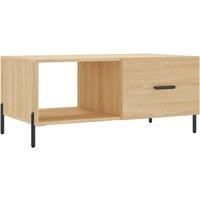vidaXL Coffee Table with Ample Storage Space, Sonoma Oak Finish, Iron Legs, Rectangular, Durable Engineered Wood Construction - Modern Living Room Furniture