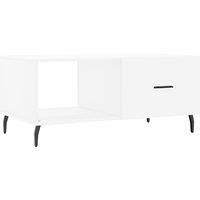 vidaXL Contemporary Coffee Table in White, Rectangular Tabletop, Engineered Wood and Iron Construction, Great for Living Room and Lounge Area