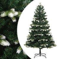 vidaXL Green 180cm Artificial Hinged Christmas Tree - Snow Flocked, Lifelike PE Tips, Sturdy Stand - Indoor and Outdoor Decoration