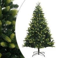 vidaXL Artificial Christmas Tree - Hinged Construction, Lifelike PE Tips, Sturdy Metal Stand - Light Green/Dark Green, Indoor/Outdoor - 240 cm Height