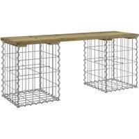 vidaXL Impregnated Pinewood Garden Bench Gabion Design with Robust Steel Frame - Versatile Brown Outdoor Seating Solution for Patios, Gardens and Backyards