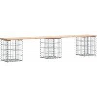 Garden Bench Park Outdoor Bench Seat Gabion Design Solid Wood Pine vidaXL