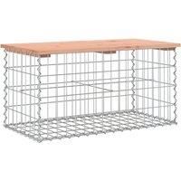 vidaXL Solid Douglas Wood Garden Bench with Compact Gabion Design and Durable Galvanised Steel Base suitable for Outdoor Gardens, Patios, and Backyards - Brown
