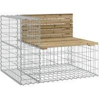 vidaXL Garden Bench with Gabion Design, Impregnated Wood Seat, Galvanised Steel Basket Base, Compact for Patio/Backyard Use, Brown