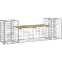 vidaXL Rustic Farmhouse Style Garden Bench with Planter Boxes, Gabion Design with Galvanised Steel Base, Impregnated Pinewood, Brown