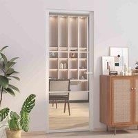 vidaXL Interior Door Tempered Glass 83x201.5 cm - White ESG with Aluminium Frame Alloys Handle with Varied Installable in Existing Wooden Frame