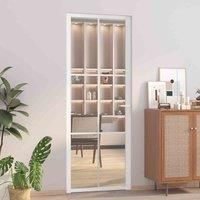 vidaXL Interior Door in White | 76x201.5 cm| Durable ESG Glass and Aluminium | Easy to Install, Comes with Mounting Materials | Modern Design with Vertical Decorative Line