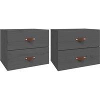 vidaXL Wall-mounted Bedside Cabinets 2 pcs Grey 50x36x40 cm