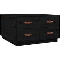 Vidaxl Coffee Table Black 80X80X45 Cm Solid Wood Pine, Black