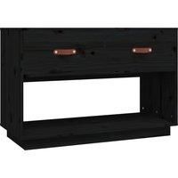 vidaXL Tv Cabinet Black 90x40x60 cm Solid Wood Pine, Black