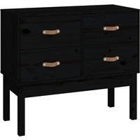 Vidaxl Console Cabinet Black 90X40X78 Cm Solid Wood Pine, Black