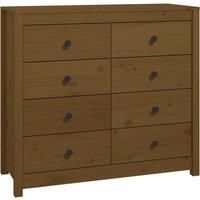 vidaXL Solid Wood Pine Side Cabinet in Honey Brown, Rustic Style, Ample Storage with Spacious Drawers, Ideal for Living Room, Bedroom or Office