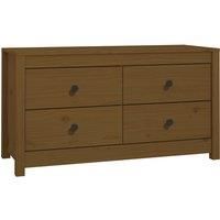 vidaXL Solid Wood Pine Side Cabinet in Honey Brown - Modern Design with Ample Storage Space, Sturdy Top for Decor Display, Suitable for Living Room, Bedroom, or Office