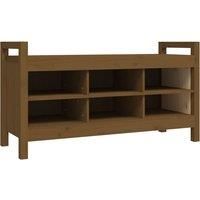 vidaXL Hall Bench - Honey Brown, Solid Pinewood, Multiple Storage Compartments, Sturdy Top Seat, Modern Rustic Design, Easy-To-Assemble, Ideal for Hallway, Living Room, Entrance Space - 110x40x60 cm