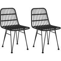 2x Garden Chairs PE Rattan Patio Dinner Outdoor Picnic Seat Black/Brown vidaXL