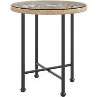 vidaXL Dining Table Outdoor Furniture UV-resistant Patio Dinner Desk Decorative Garden Counter Bistro Table Ø50 cm Tempered Glass and Steel