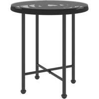 vidaXL Dining Table Black 50cm£Tempered Glass and Steel