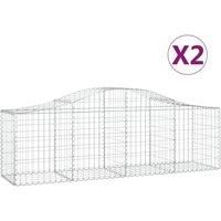 vidaXL Arched Gabion Baskets 2 pcs - Corrosion-Resistant Galvanised Iron - Decorative Sound-Insulating Garden Barriers - Versatile Outdoor Decor for Garden, Yard, Patio - Stable Construction