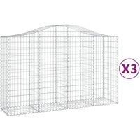 /'vidaXL Arched Gabion Baskets Set of 3 - Silver Galvanised Iron - Easy Assembly for Garden, Patio, and Outdoor Decor - Sturdy and Durable Design