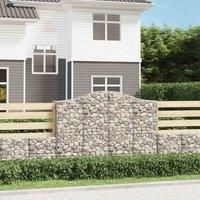 vidaXL Arched Gabion Baskets 2 pcs - Decorative and Durable Retaining Walls Made of Galvanised Iron - Ideal for Outdoor Garden Decor - Silver