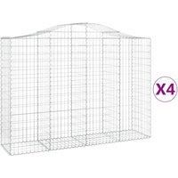 vidaXL Arched Gabion Baskets 4 pcs 200x50x140/160 cm Galvanised Iron, Silver